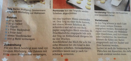 Foto von Artikel mit Rezept  ist zu sehen - heute.