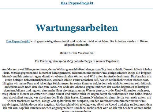 Foto von Bildschirm Foto von einem Bildschirm - Thema Pepys-Projekt - ist zu sehen.
