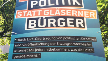 Foto von einem Wahlplakat der Piraten ist zu sehen.