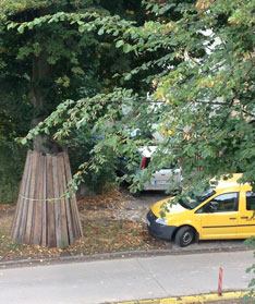 Blick auf Linde 74 heute Foto von der Linde 74 mit Postauto ist zu sehen.