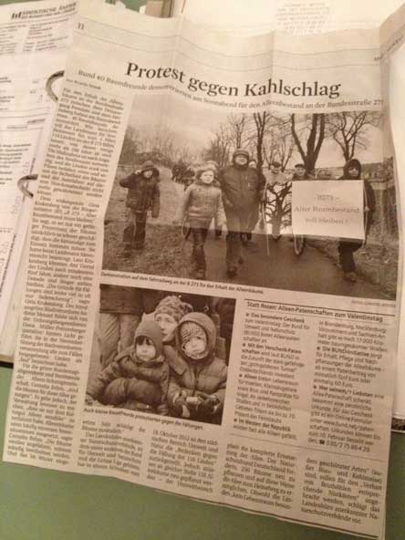 Zeitungsausschnitt Kahlschlag 2_2013 Foto von einem Zeitungsartikel
