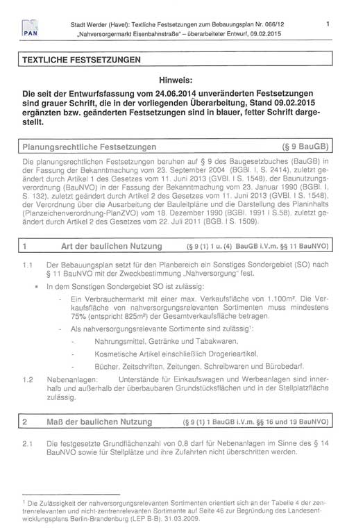 Bebauungsplanfestsetzungen aktueller Stand 2015 - Seite 1 erste Seite