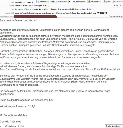 Email - Bildschirmfoto Bildschirmfoto von der Email ist zu sehen.