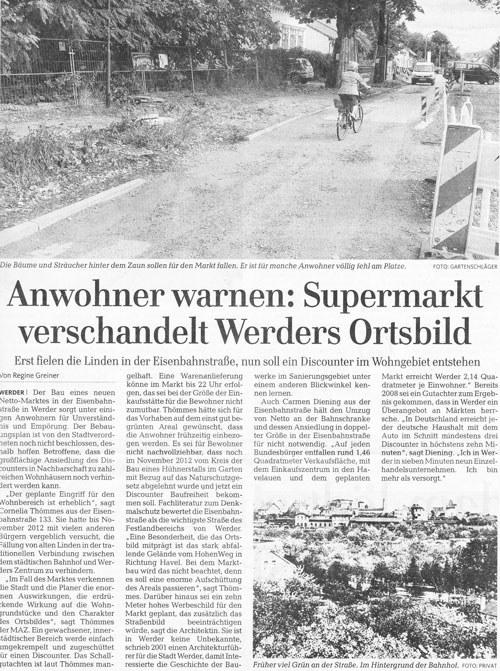 Blick auf Zeitungsartikel heute Foto - Blick auf einen Zeitungsartikel ist zu sehen.