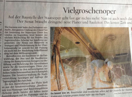 Foto Artikel Foto von Zeitungsartikel mit Foto Innenausbau Staatsoper ist zu sehen - heute.