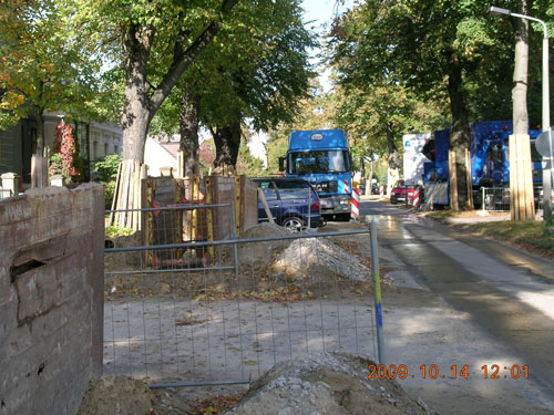Foto von 2009 - Straßenbauarbeiten. Auf die Linden - im Sinne einer ökologischen Bauüberwachung -wurde keine Rücksicht genommen.