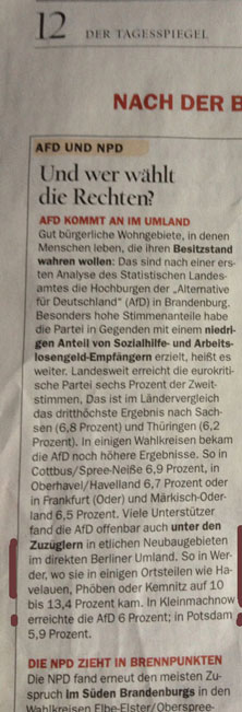 Blick auf Zeitungsausschnitt heute Foto von einem Zeitungsausschnitt von heute ist zu sehen.